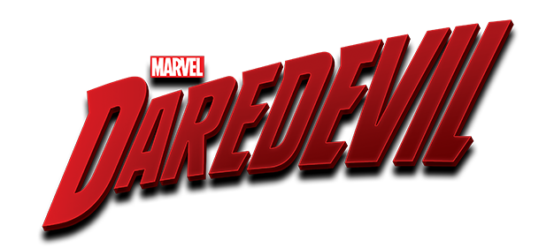Titlecard reading Daredevil in a large red font. The Marvel logo sits above the A and R